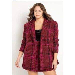 ELOQUII Women's Plus Size 16 Bold Tweed Blazer / Skirt Suit Set